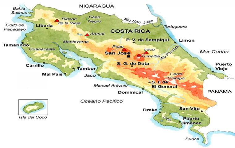 Carte Costa Rica